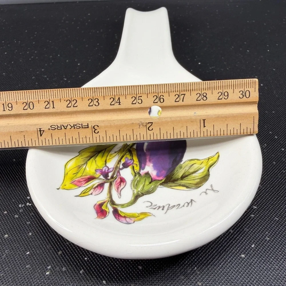 Effetti Home Handmade in Italy Ceramic Spoon Rest Le Verdure Eggplant Botanical‎